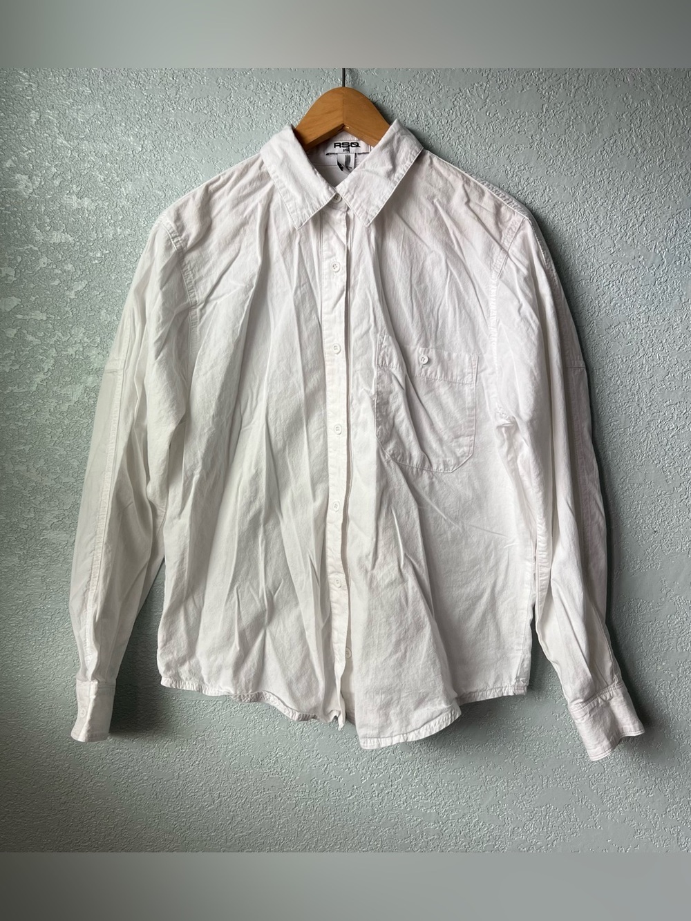 RSQ Women’s White Button Up Shirt Small Long Sleeve 100% Cotton Classic